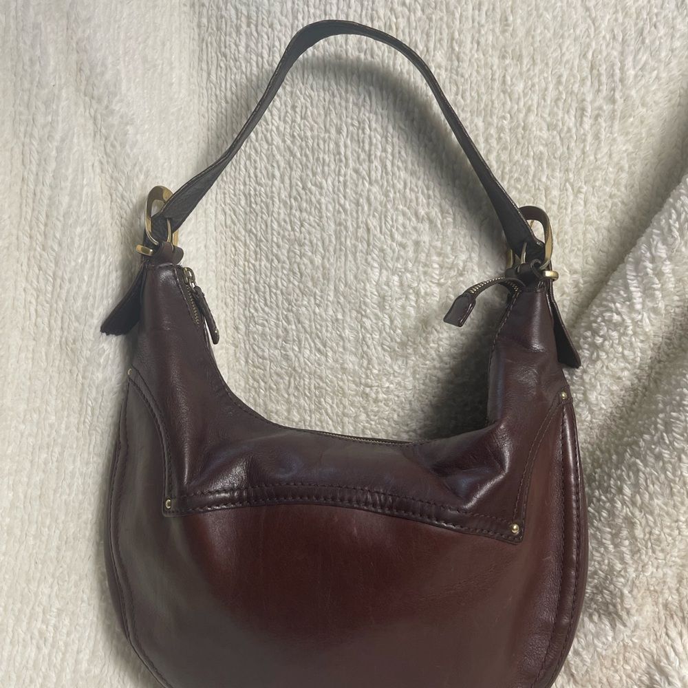 Michael Kors leather dark Brown large hobo bag gold studs accent& hardwares - Picture 4 of 16